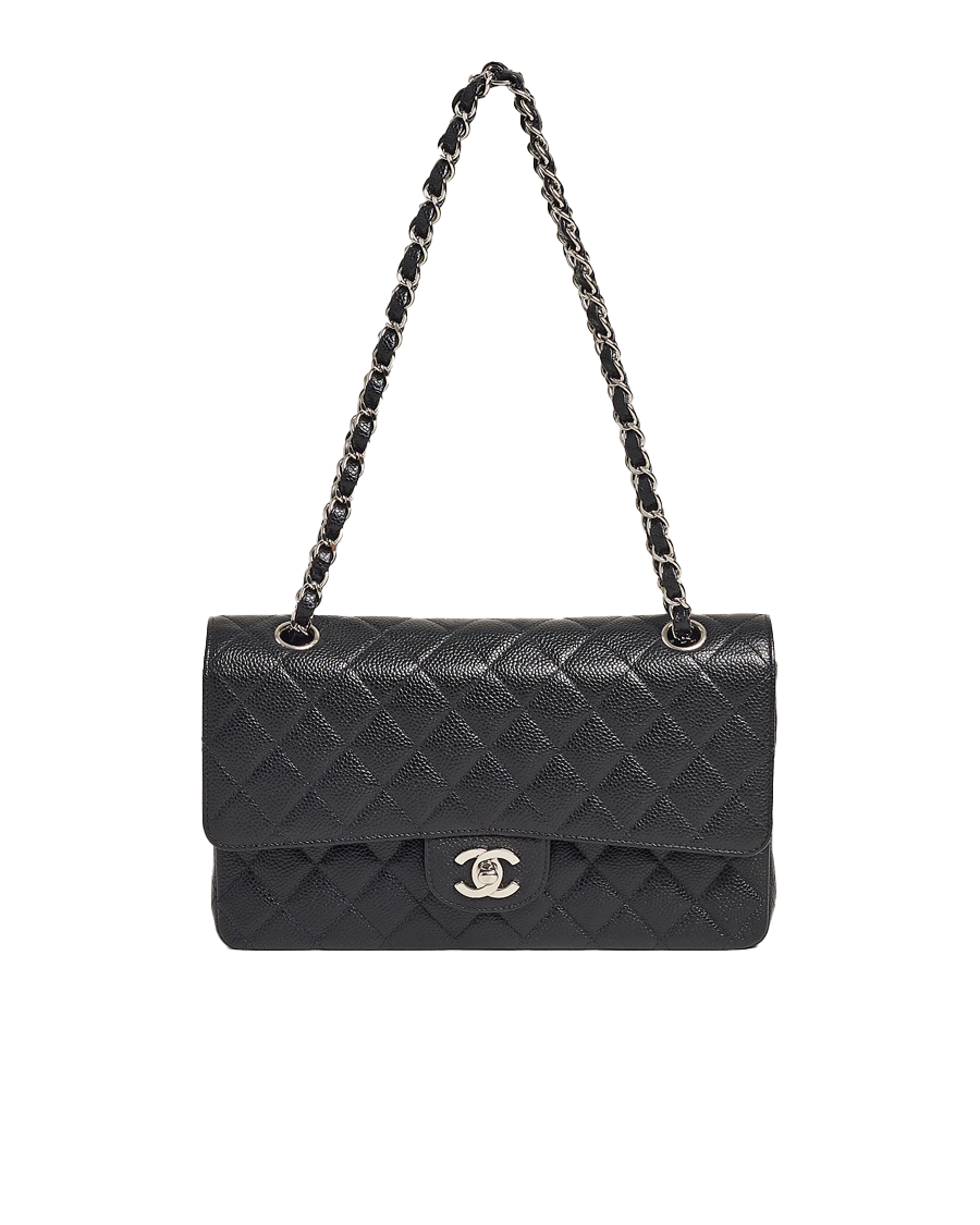 Chanel Classic Medium Double Flap Bag Caviar Leather Black second hand