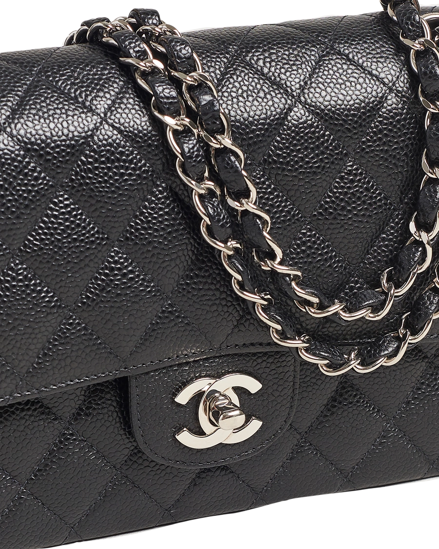 Chanel Classic Medium Double Flap Bag Caviar Leather Black second hand